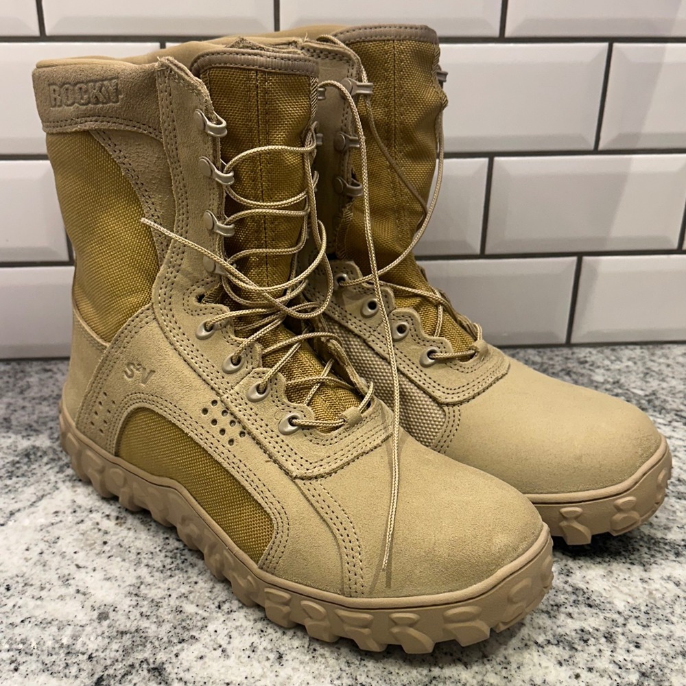 Rocky Mens 13W S2V Special  Tactical Boots Coyote Brown Leather Vibram Military